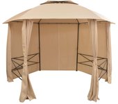 vidaXL Carpa de Jardín con Cortinas Hexagonal 360x265 cm Cenador Patio Caseta Color Beige,  Antracita,  Blanco y mas