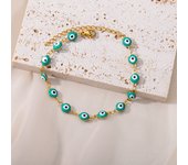 Boho Colorful Evil Eye Bracelet for Women Gold Color Bead Chain Stainless Steel Bracelet Beach Vacation Jewelry Accessories Gift