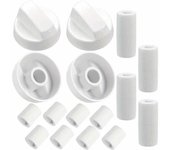 CHEFZOCO Manija perillas mando Universal para Horno, Perilla placa de vitrocerámica, Perillas de Cocina, Manija cocina de gas, Incluye adaptadores, 4 cm diámetro total, Pack 4 unidades, Blanco