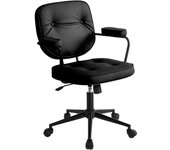 LUTODY - Silla de oficina escritorio vintage, Gaming, Respaldo acolchado transpirable, Asiento ergonómico de látex forrado de polipiel premium, Función inclinación reposaespalda, Rueda giratoria 360º, Pata metálica metal, Escritorio, Despacho