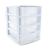 Plastiforte Torre de Sobremesa Cajones de Color Blanco | Cajonera Plástico 3,4 y 5 Cajones para Mesa Multiusos