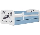 Cama 140 x 70 cm Kocot Kids com gaveta e colchão BabyDreams Nasa Blue