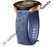 18mm 20mm 22mm Rose engrave Band for Samsung Galaxy Watch 7654 40mm 44mm Gear S3 Silicone Cute Strap Classic 43mm 45mm Active 2