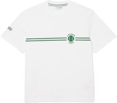 Camiseta Blanca Lacoste Estampada con Estampado de Tenis Clásico