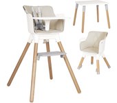 Olmitos – Trona bebé Convertible 2 en 1 Mesa con Silla para Niños KOMBO - Seguridad, Madera de Haya, Arnés de 5 Puntos, Plegable y Ajustable – 6+ meses hasta 15kg