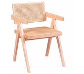 Nest Dream - Silla cásica con reposabrazos en rattan natural y madera de fresno - Compass