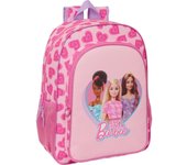 SAFTA - MOCHILA ADAPT.CARRO BARBIE "LOVE" - Mochila con Asas Ajustables y Espalda Ergonomica - Mochila con Compartimientos con Cremallera - Mochila Diseño Único y Licencia Oficial By BARBIE "LOVE"
