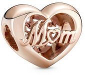 PANDORA Charm Oro Rosa 14k Corazón Gracias Mamá con Grabado M M