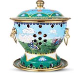Olla caliente de cobre china, olla caliente de cobre tradicional china antigua de Beijing, olla caliente de ganado mongol gruesa de diseño dividido, olla Shabu para reuniones familiares para amigos de la familia, fiesta, bermellón