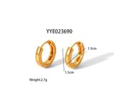 Encanto Pendientes Huggie de rayas redondas minimalistas para mujer, aretes de aro de acero inoxidable de Color dorado, joyería hipoalergénica impermeable