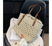 Designer Casual Rattan Wicker Tote Bag Large Capacity Woven Women's Summer Beach Straw Handbag Lady Travel Big Basket