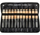 Professional Wood Chisel Set – 12 Sharp Woodworking Tools with Carrying Case – Perfect Wood Carving Kit for Wood Carving Beginners