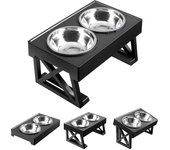 Dog Double Elevated Bowls Stand 3 Adjustable Height Pet Slow Feeding Dish Bowl Medium Big Dog Elevated Food Water Feeders Table