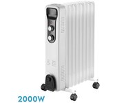 Radiador Aceite Brasilia 2000w 9elementos Blanco/negro 3potencias Antivuelco Termostato Reg.seguridad Asa 59,5x40,5x24cm