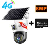 4G SIM Card Solar Camera WiFi 360 IP Camera 8MP 4K CCTV Battery Cameras Outdoor Dual Lens Smart Home Security Surveillance Solar