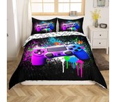 Grid Duvet Cover Set Double Sided Reversible Bedding Set Brushed Microfibre Black & Gold Lattice Comforter Cover for Boys Girls Adults Luxury Ultra Soft Microfibre (Black, Double Size) 3 Pcs