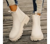 New Autumn Winter Chelsea Boots Women Platform Brown Black Beige White Ankle Boots For Women Fur Short Chunky Punk Gothic Shoes