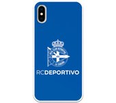 Funda original compatible con iPhone X | RC Deportivo Escudo blanco fondo azul | TPU MATE