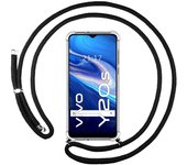 Tumundosmartphone Funda Colgante Transparente para Vivo Y20s / Y11s con Cordon Negro