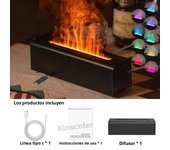 KINSCOTER RGB Flame Aroma Diffuser Air Humidifier Ultrasonic Cool Mist Maker Fogger LED Essential Oil Fire LED Lamp Difusor Gift