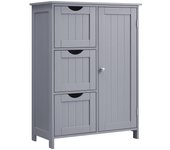 Armario de Baño Estrecho con 3 Cajones y Puerta - Cómoda con Estante Ajustable, 30x60x81 cm, Gris Paloma