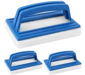 Cepillo de esponja para línea de agua, cepillo de plástico para piscina de 3 piezas con asas, cepillo de pared para suelo de piscina, herramienta de limpieza para limpiar piscinas, spa, bañeras, paredes, azul