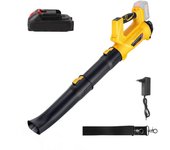 3000W Soplador de hojas inalámbrico - Soplador de hojas eléctrico inalámbrico de 21 V con 2 baterías y cargador, modo de 2 velocidades, soplador de hojas ligero de 2.0 Ah para cuidado del césped, patio