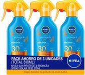 NIVEA SUN Protege & Broncea Spray Solar FP30 270ml - Pack ahorro de 3 unidades (total 810ml)