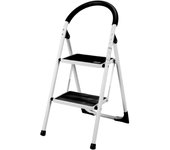 Tradineur - Escalera plegable de acero con 2 peldaños antideslizantes de 30 x 20 cm, multiusos, uso interior y exterior, 80 x 54 x 46 cm