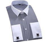 M~6XL Men's French Cuff Dress Shirt White Long Sleeve Social Male Shirts Regular Fit Party Dinner Wedding Cufflinks Formal Shirt