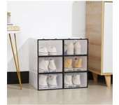 6-piece/set transparent plastic shoe box thickened, drawer style plastic shoe box, stackable box shoe storage box shoe box