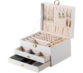Ice Velvet - Escaparate de joyería with 20 Ganchos para Collares, joyero apilable with TAPA DE Cristal with cerradura