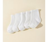 5 Pairs/Set 2025 New Born Baby Children Cotton Socks Fashion White For 0-2 Years Kids Baby Girl Boy Socks