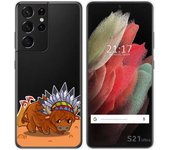 Tumundosmartphone Funda Gel Transparente para Samsung Galaxy S21 Ultra 5G diseño Bufalo Dibujos