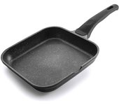 LACOR Sartén Parrilla - Asador Liso Eco Piedra - Negro 28x28 cm, Lacor
