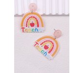 Colorful Cartoon Best Teacher Apple Pencil Book Acrylic Earrings Student Ladies Sweet Campus Teacher's Day Jewelry Earring