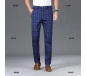 Brand Clothing All Seasons High Quality Plaid Pants Men Classic Business Cotton Casual Full Length Formal Long Trousers Male