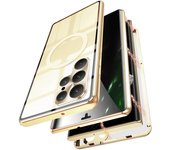 For Samsung Galaxy S24 S23 S21 S22 Ultra Case Magnetic wireless charge Metal 360° Full Screen Glass HD Camera Protection Cover