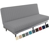 Funda Elástica para Sofá Cama Funda para Sofá de Clic Clac 3 Plazas sin Brazos Protector de Muebles de Color Sólido para Sofá Plegable sin Reposabrazos (Gris Claro)