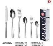 Mr.Spoon Serie Esencia Juego de 60 o 72 piezas cubiertos,Acero Inox 18/0,Económico y funcional,Incluye cuchillo de carne o mesa,tenedor,cuchara,cucharilla,etc,Mango monobloque,Apto para lavavajillas,Empaque ecológico,Ideal para casa,hotel,restaurante90302
