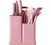 Set de Utensilios de Cocina de Silicona y Madera 19 piezas  Home Cuchillos Tabla de Cortar Organizador de Cocina Pelador