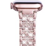 Compatible con Correa de Apple Watch de 38mm, 40 mm Y 41mm, pulsera de Esnabones de Maple inoxidable con Cristales brillantes para Mujer, Correa de reposición para la serie iWatch