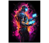 Neon Video Game Character Poster Prints Gamepad Headphones Football Basketball Canvas Printing Wall Art Decor Gaming Room Decor