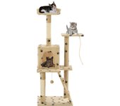 Rascador para Gatos con Poste de ISAL 120 cm Huellas beige