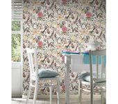 Muestra DIN A4 de Papel pintado vinílico lavable con dibujo de flores y pájaros con estilo inglés - Victoria Blossom 126370 de GAULAN