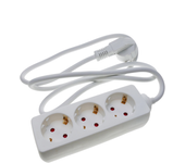 Regleta de enchufes 3 schuko 16A 230V blanca con cable de 3m - BeMatik