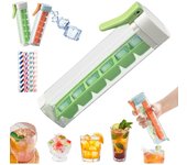 Molde para cubitos de hielo (2024), bandeja para cubitos de hielo, máquina para hacer cubitos de hielo, moldes para hielo con una sola mano, minimáquina portátil de 6 rejillas para bebidas heladas y jugos (1 unidad, verde)