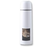 MERCHANDMANIA TERMO 500ML leon majestuoso salvaje selva savana feroz fiera cierre seguridad acero inoxidable