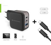Cargador de pared conceptronic althea17b 67w 2x usb tipo c 1x usb tipo a
