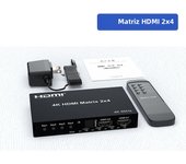 4K HDMI True Matrix Switch 2x4 4x2 Matrix HDMI Video Switch Splitter 2 In 4 out with Optical & R/L Audio Extractor Dolby HDCP2.2